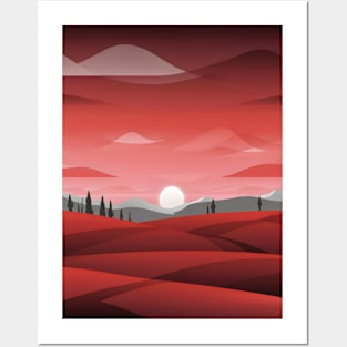 Stunning red landscape minimalist art Posters and Art